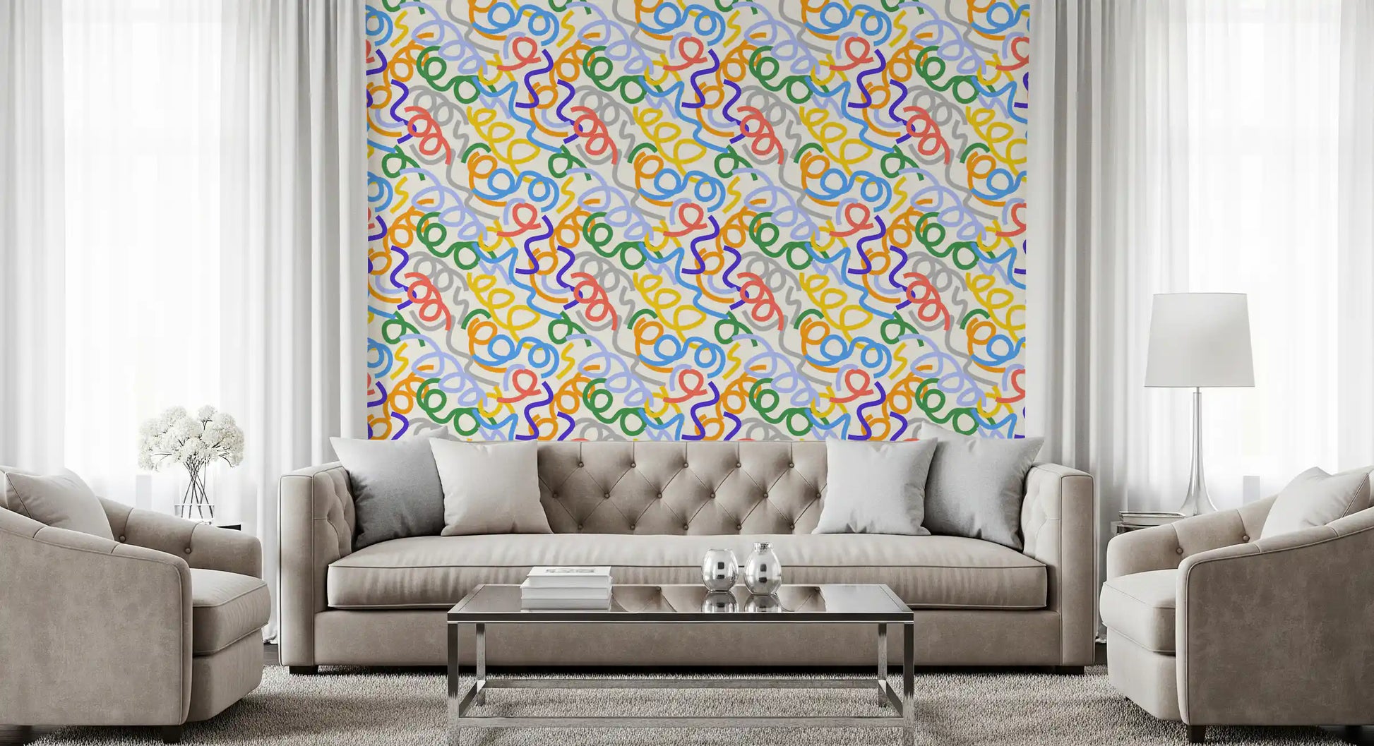 Playful Rainbow Swirls Wallpaper⁠
