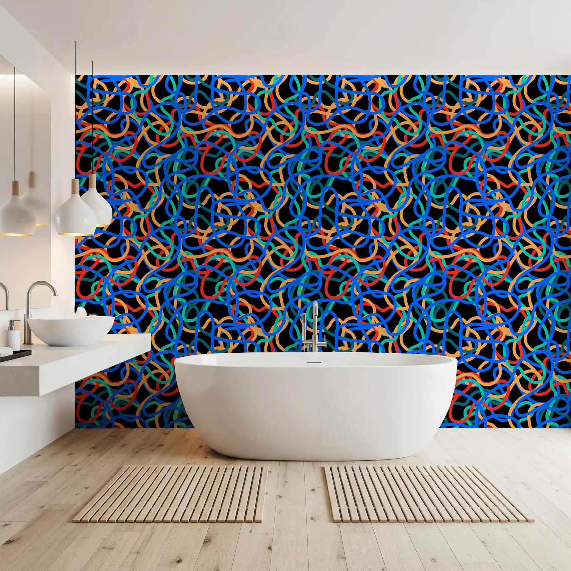 Interwoven Retro Curves Wallpaper⁠