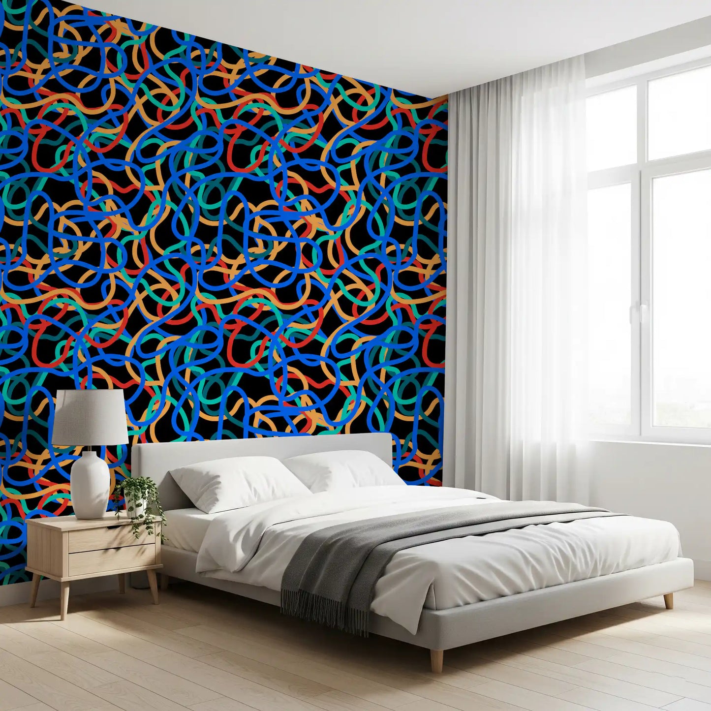 Interwoven Retro Curves Wallpaper⁠