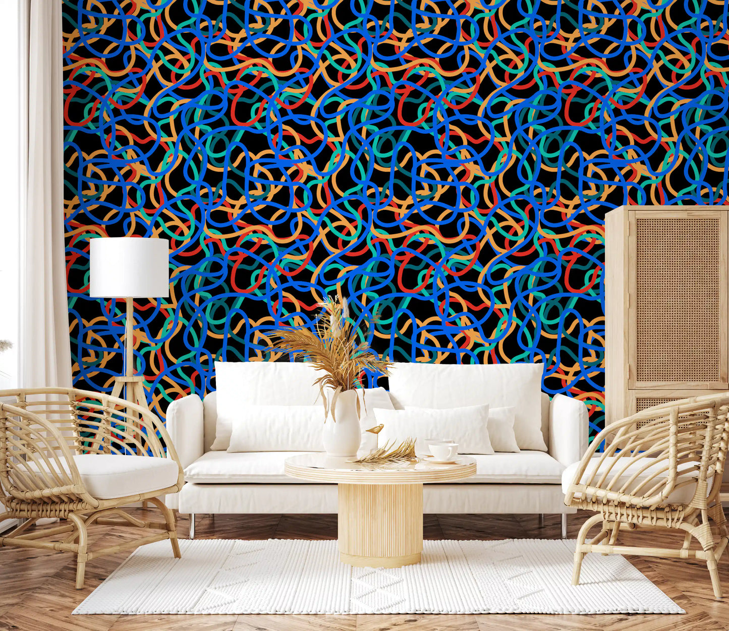 Interwoven Retro Curves Wallpaper⁠