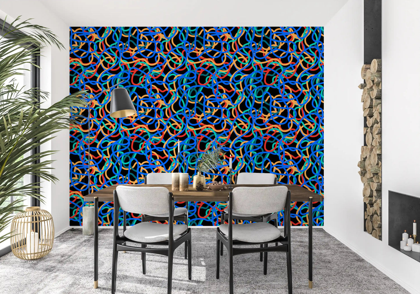 Interwoven Retro Curves Wallpaper⁠