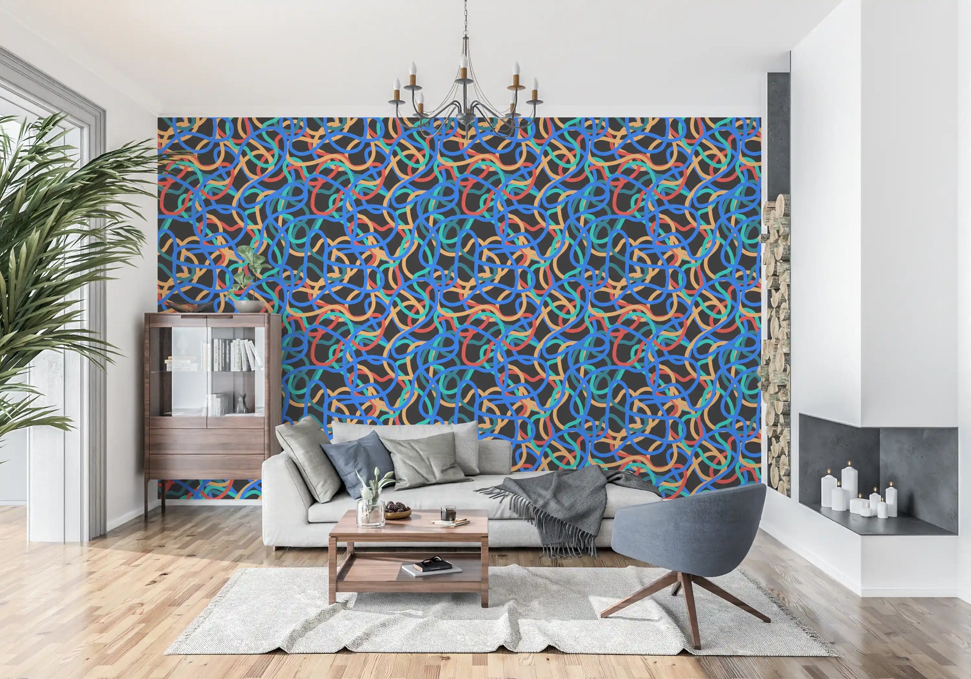 Interwoven Retro Curves Wallpaper⁠