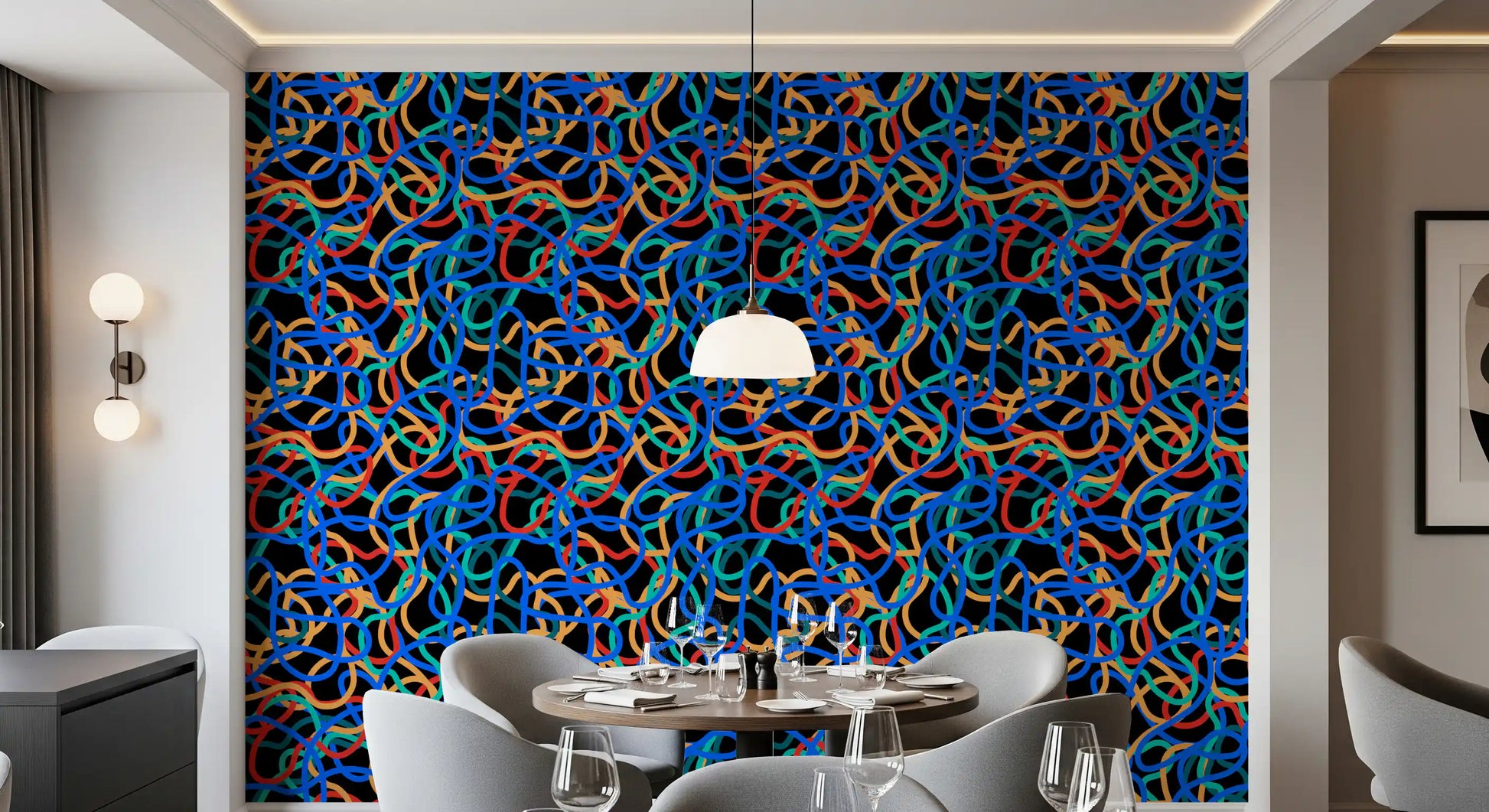 Interwoven Retro Curves Wallpaper⁠