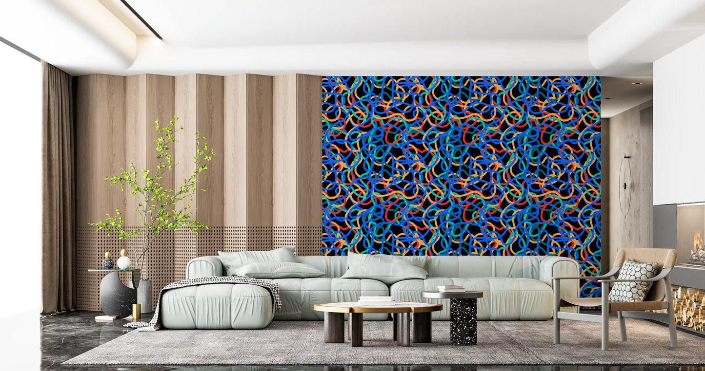 Interwoven Retro Curves Wallpaper⁠