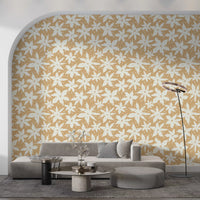 Cream Floral Bloom Motif Wallpaper⁠