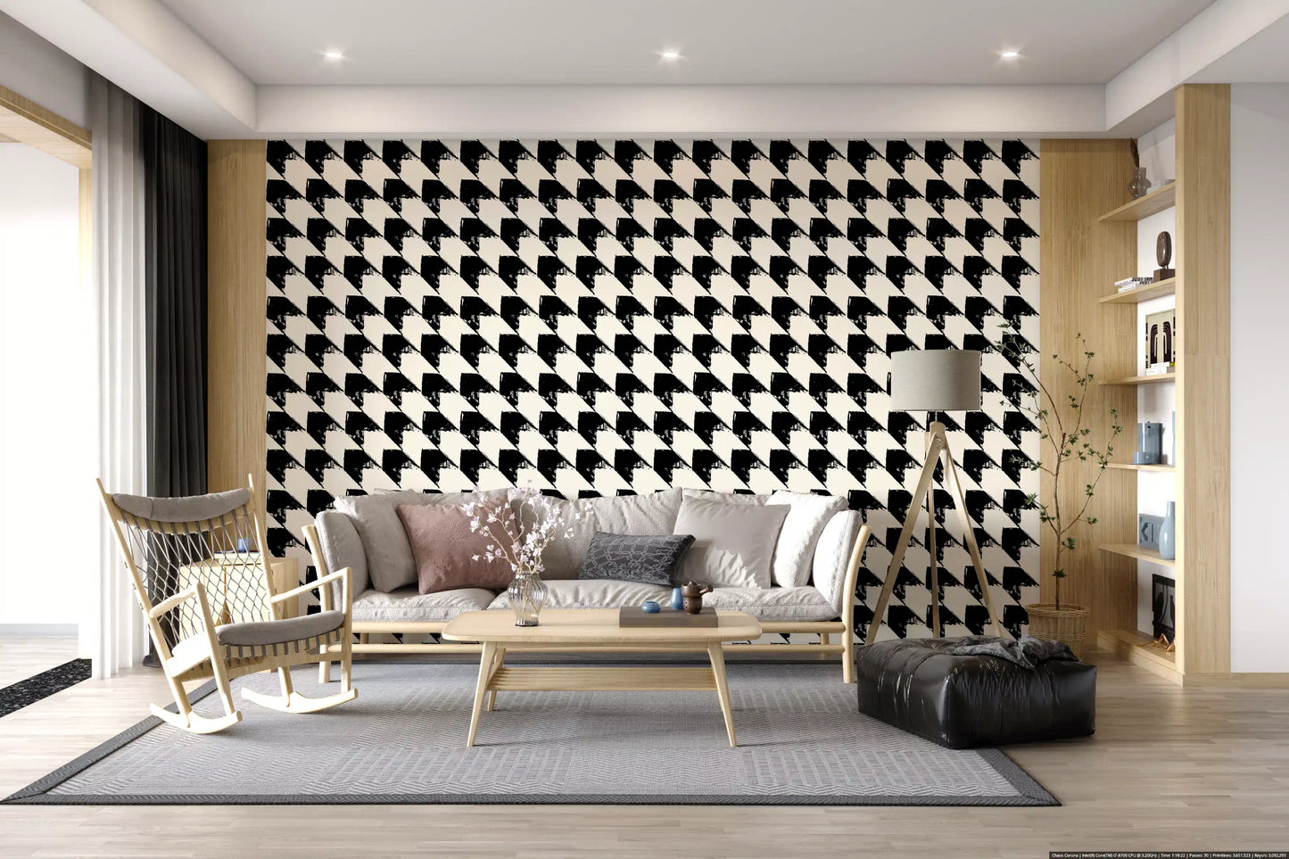 Abstract Ink Geometric Grid Wallpaper⁠