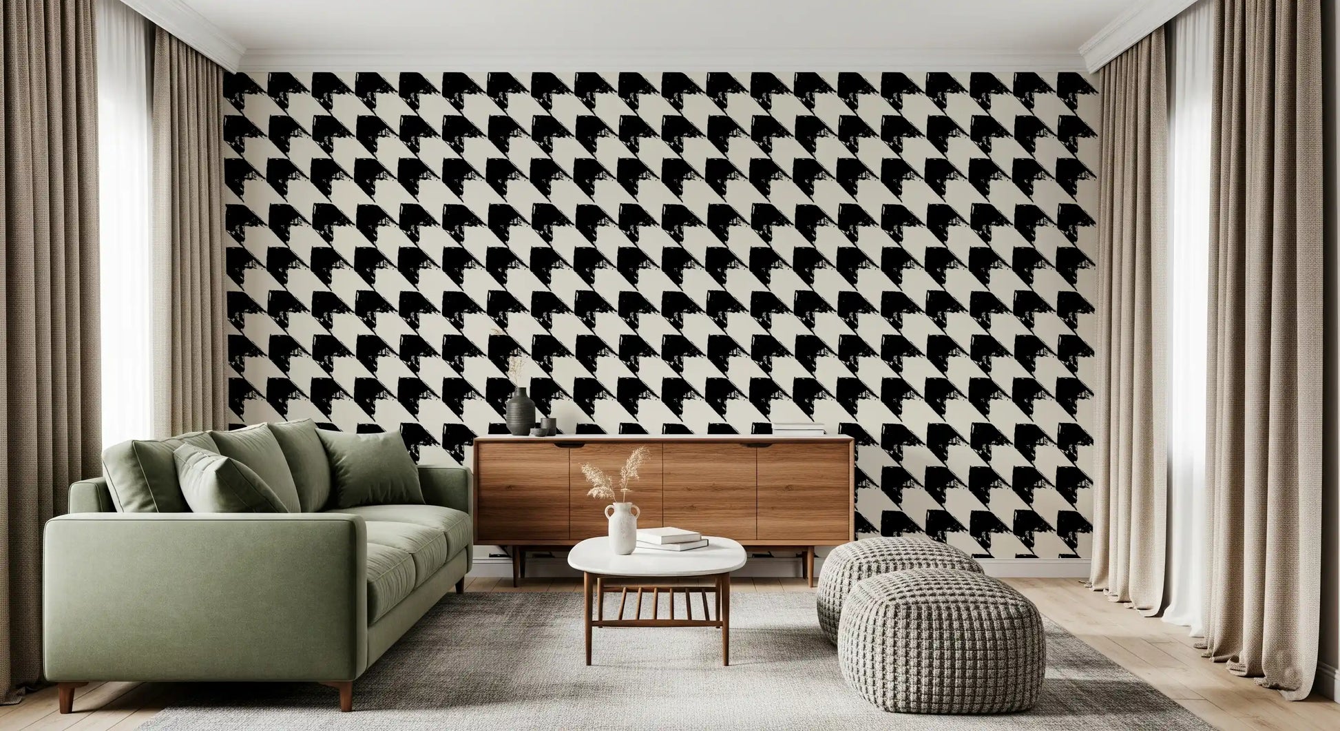 Abstract Ink Geometric Grid Wallpaper⁠