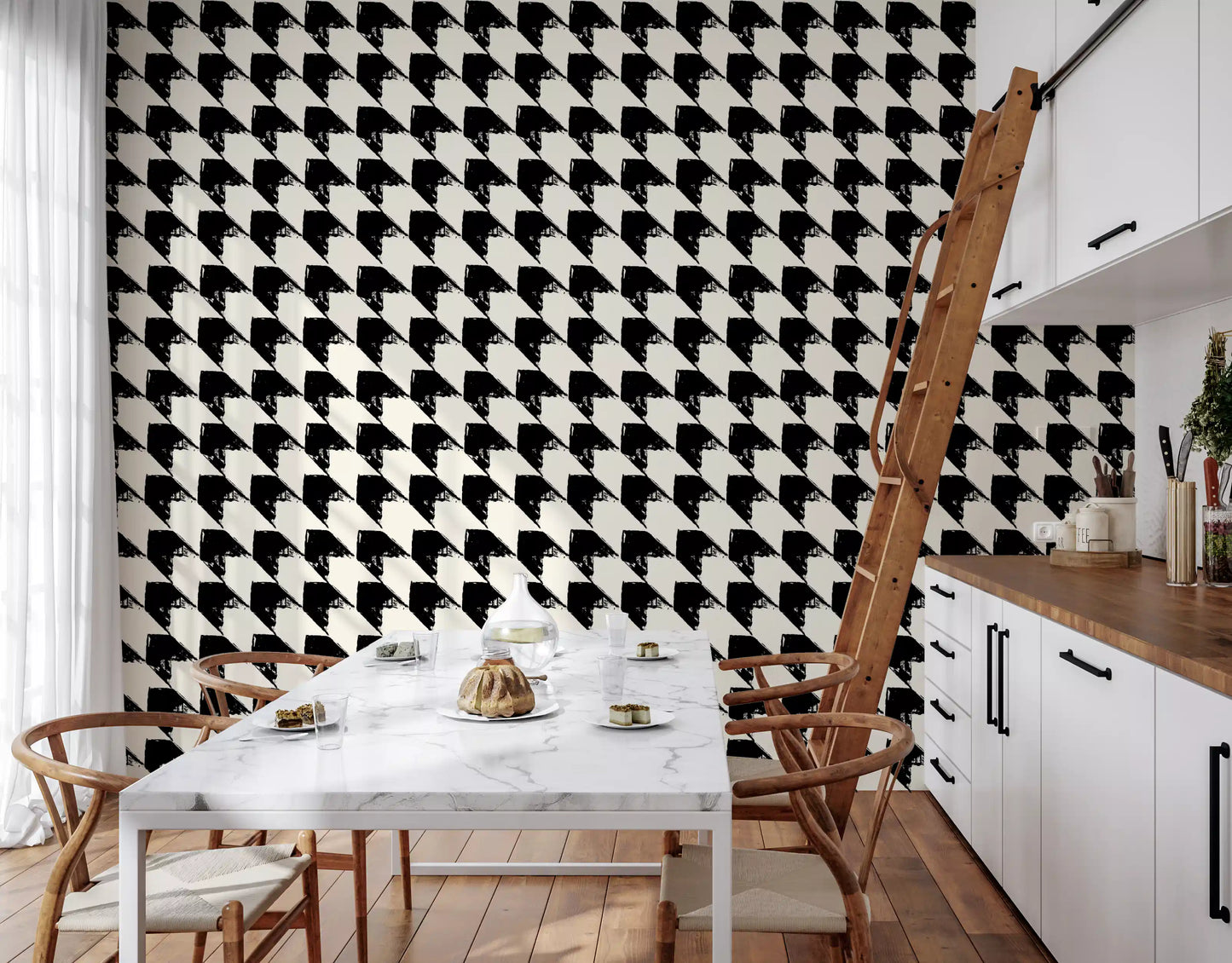 Abstract Ink Geometric Grid Wallpaper⁠