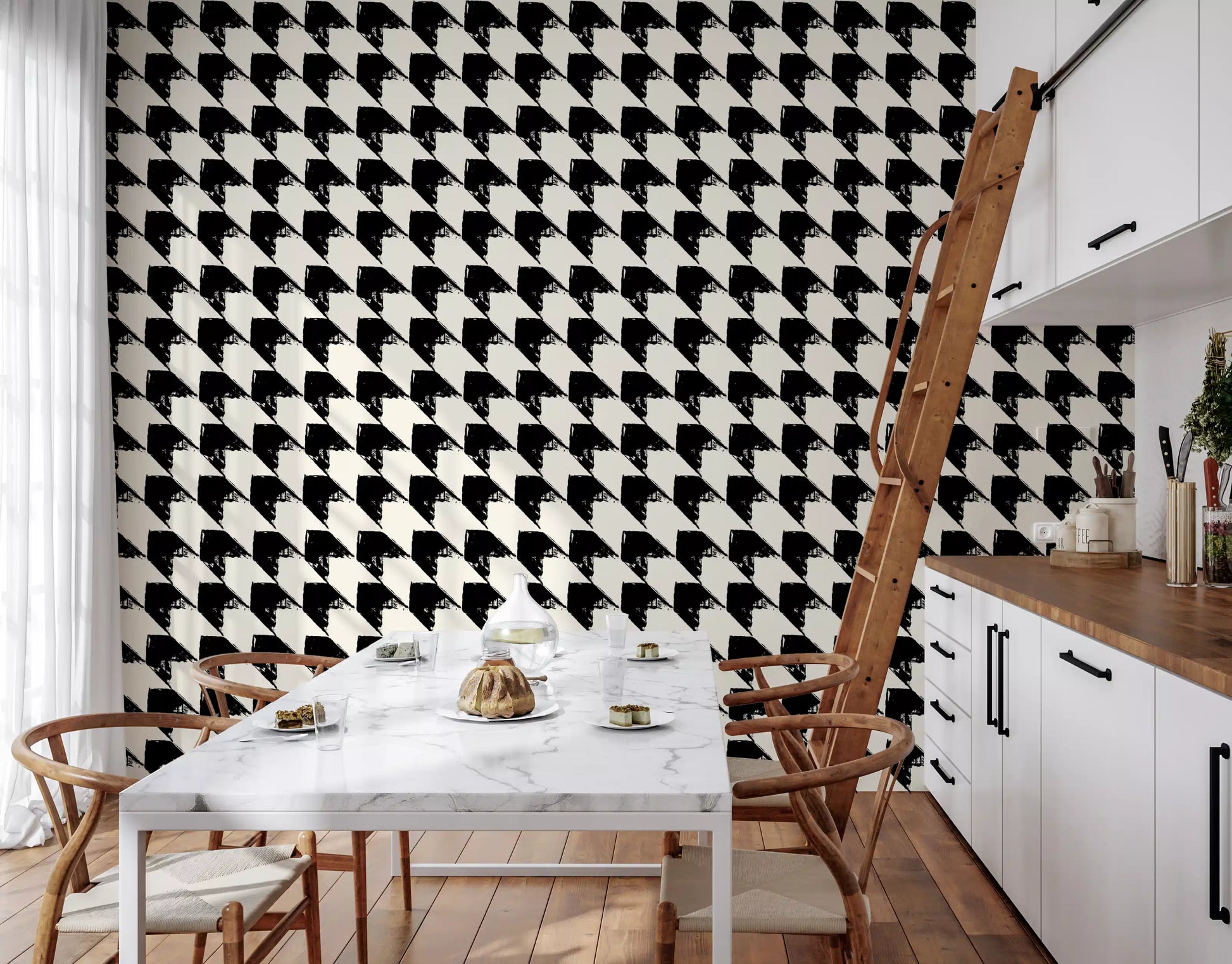 Abstract Ink Geometric Grid Wallpaper⁠