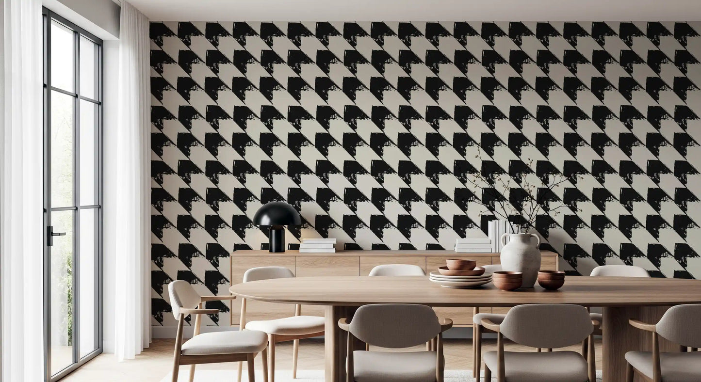 Abstract Ink Geometric Grid Wallpaper⁠