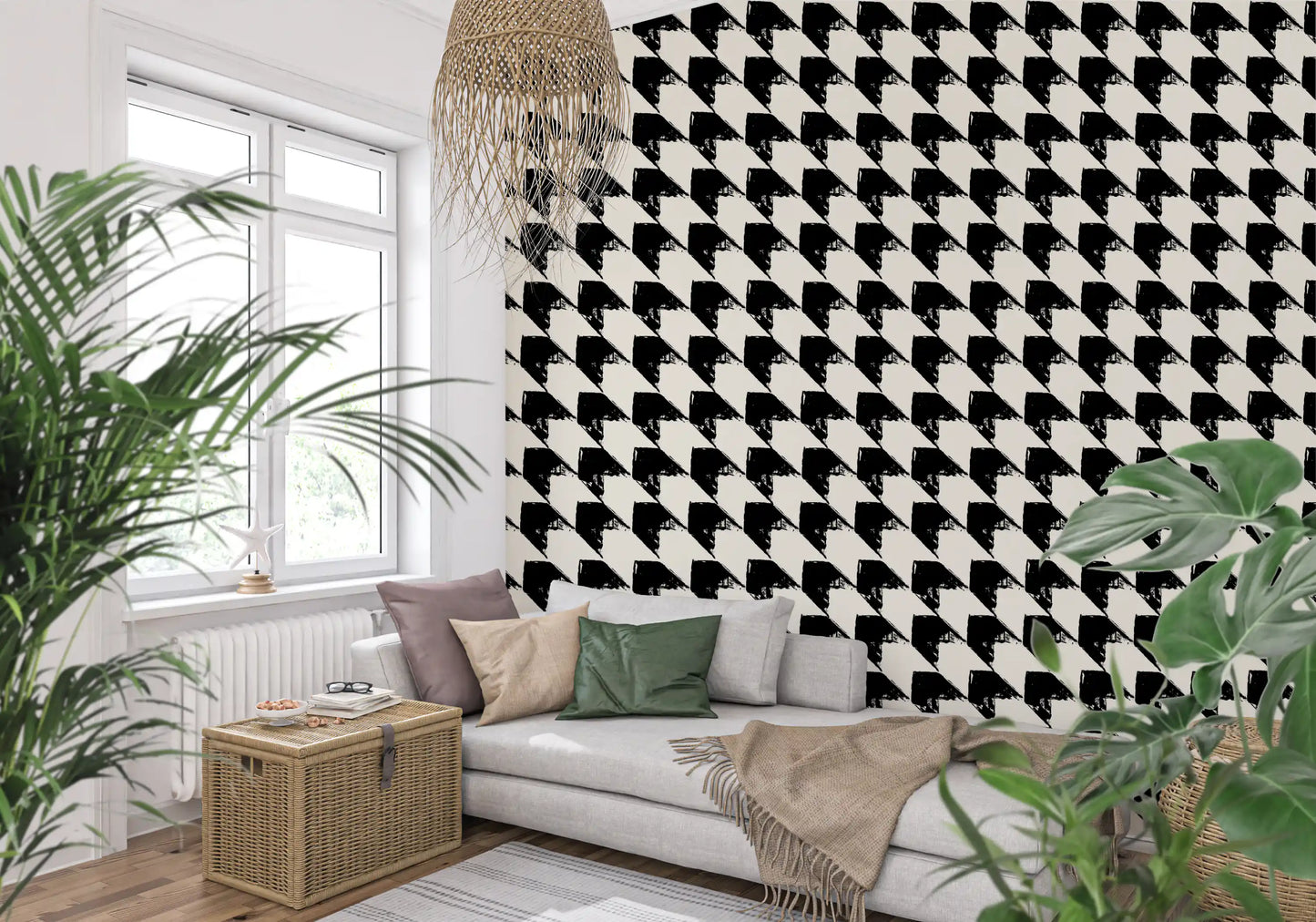 Abstract Ink Geometric Grid Wallpaper⁠