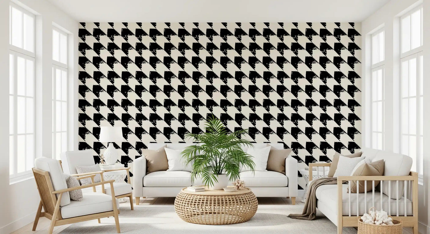 Abstract Ink Geometric Grid Wallpaper⁠
