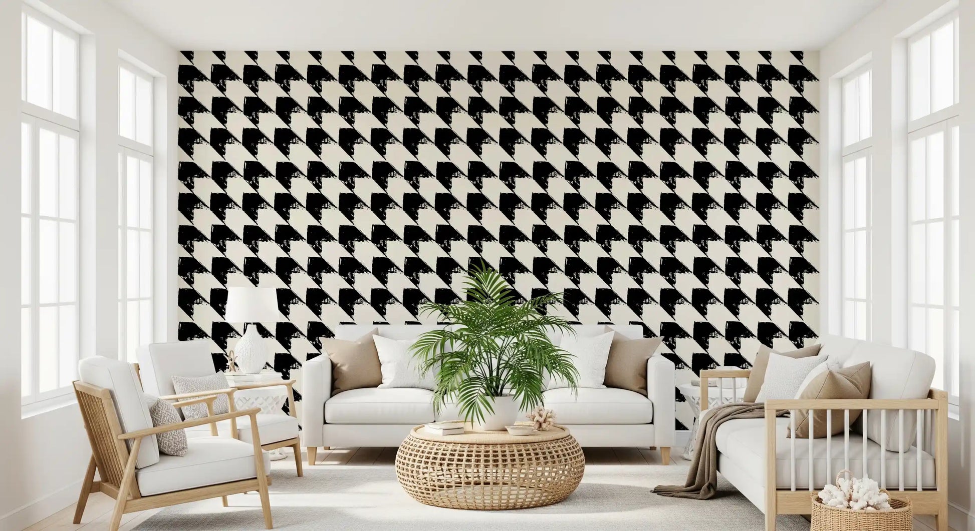 Abstract Ink Geometric Grid Wallpaper⁠