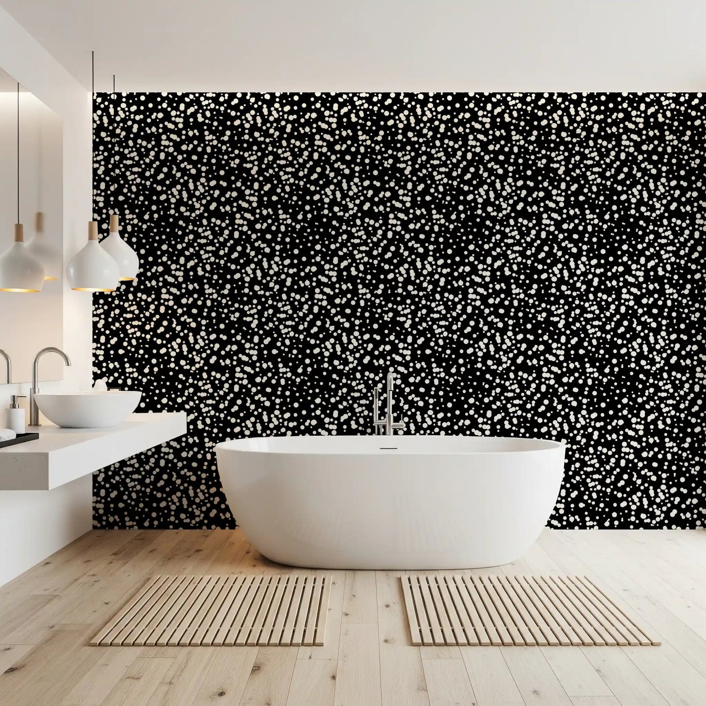 Monochrome Scattered Dots Pattern Wallpaper⁠