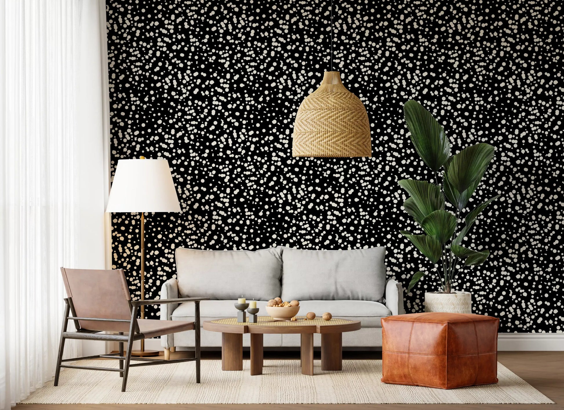 Monochrome Scattered Dots Pattern Wallpaper⁠