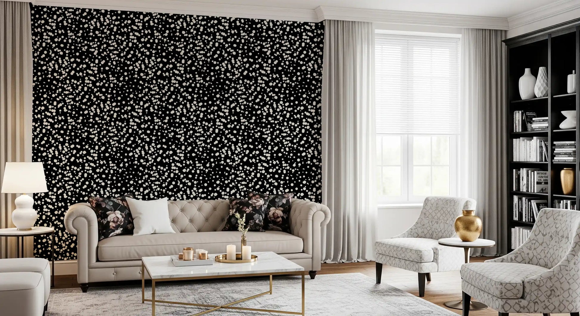 Monochrome Scattered Dots Pattern Wallpaper⁠