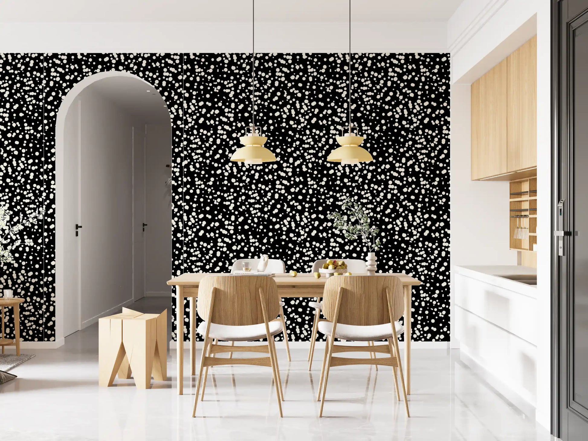 Monochrome Scattered Dots Pattern Wallpaper⁠