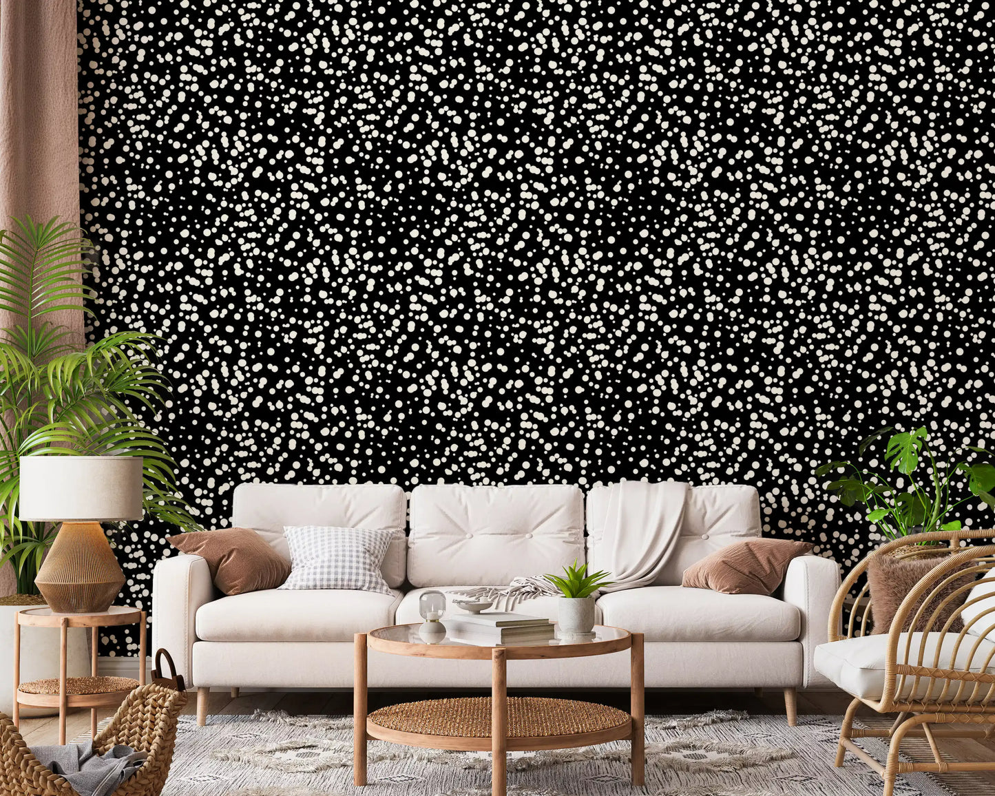 Monochrome Scattered Dots Pattern Wallpaper⁠