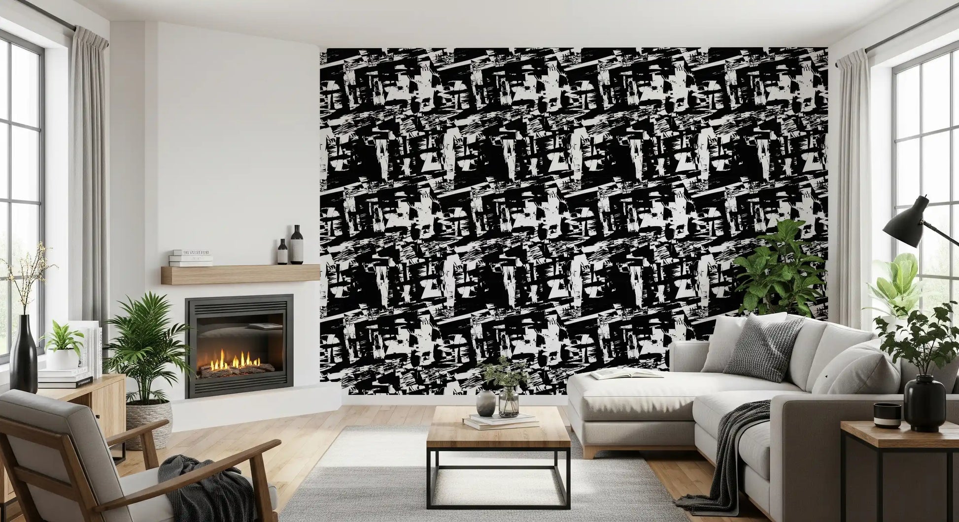 Stark Graphic Ink Strokes Wallpaper⁠