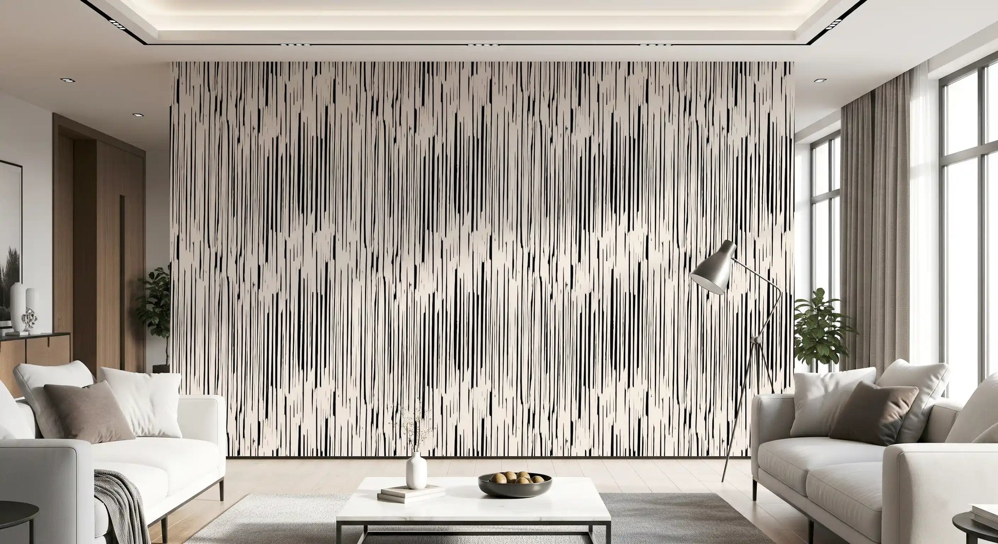 Monochrome Vertical Brushstroke Wallpaper⁠