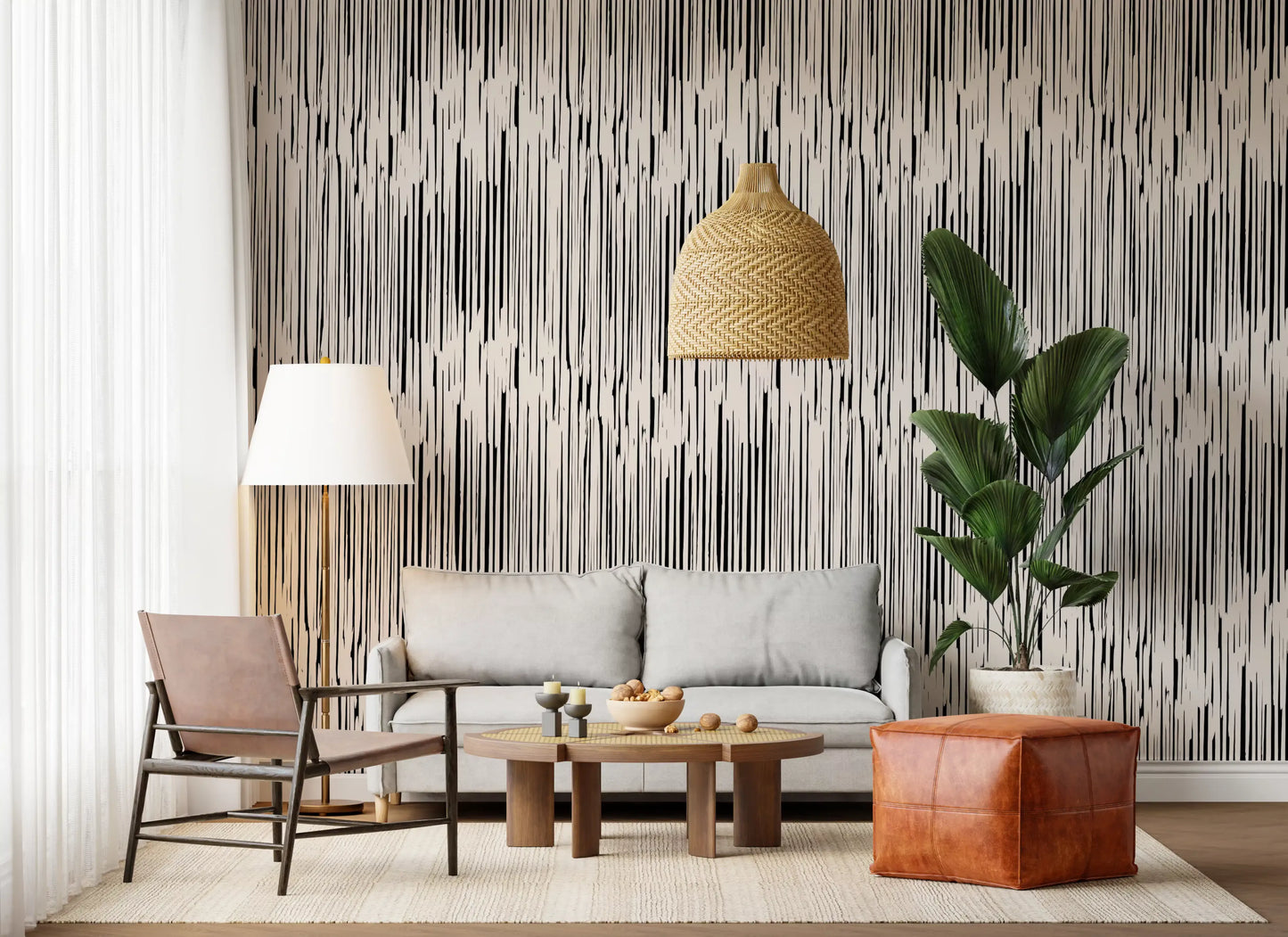 Monochrome Vertical Brushstroke Wallpaper⁠