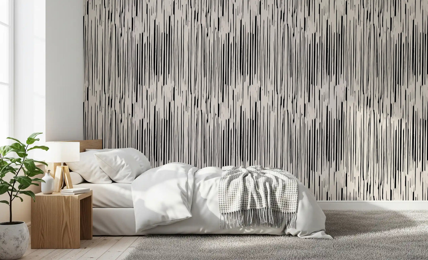 Monochrome Vertical Brushstroke Wallpaper⁠