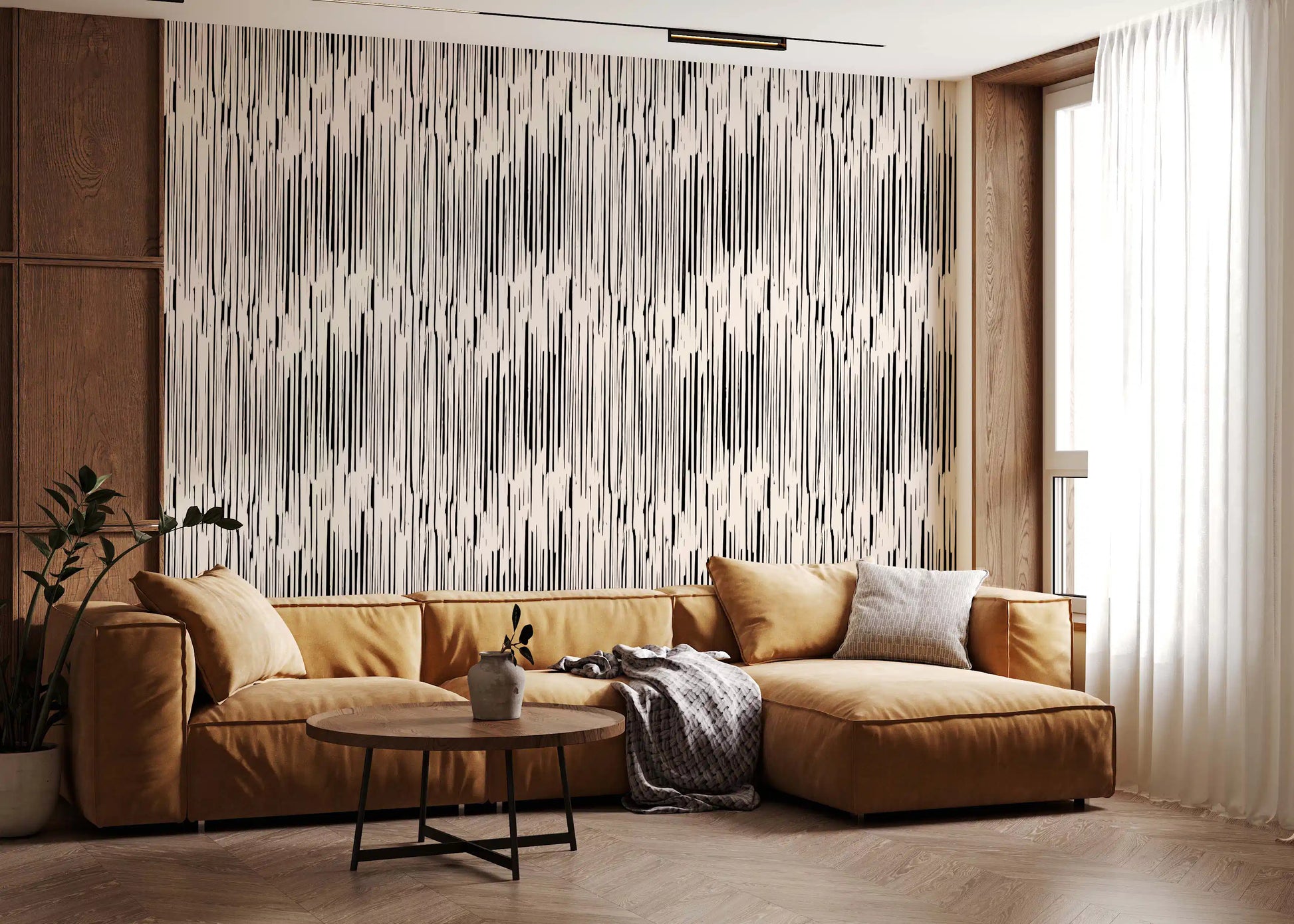 Monochrome Vertical Brushstroke Wallpaper⁠