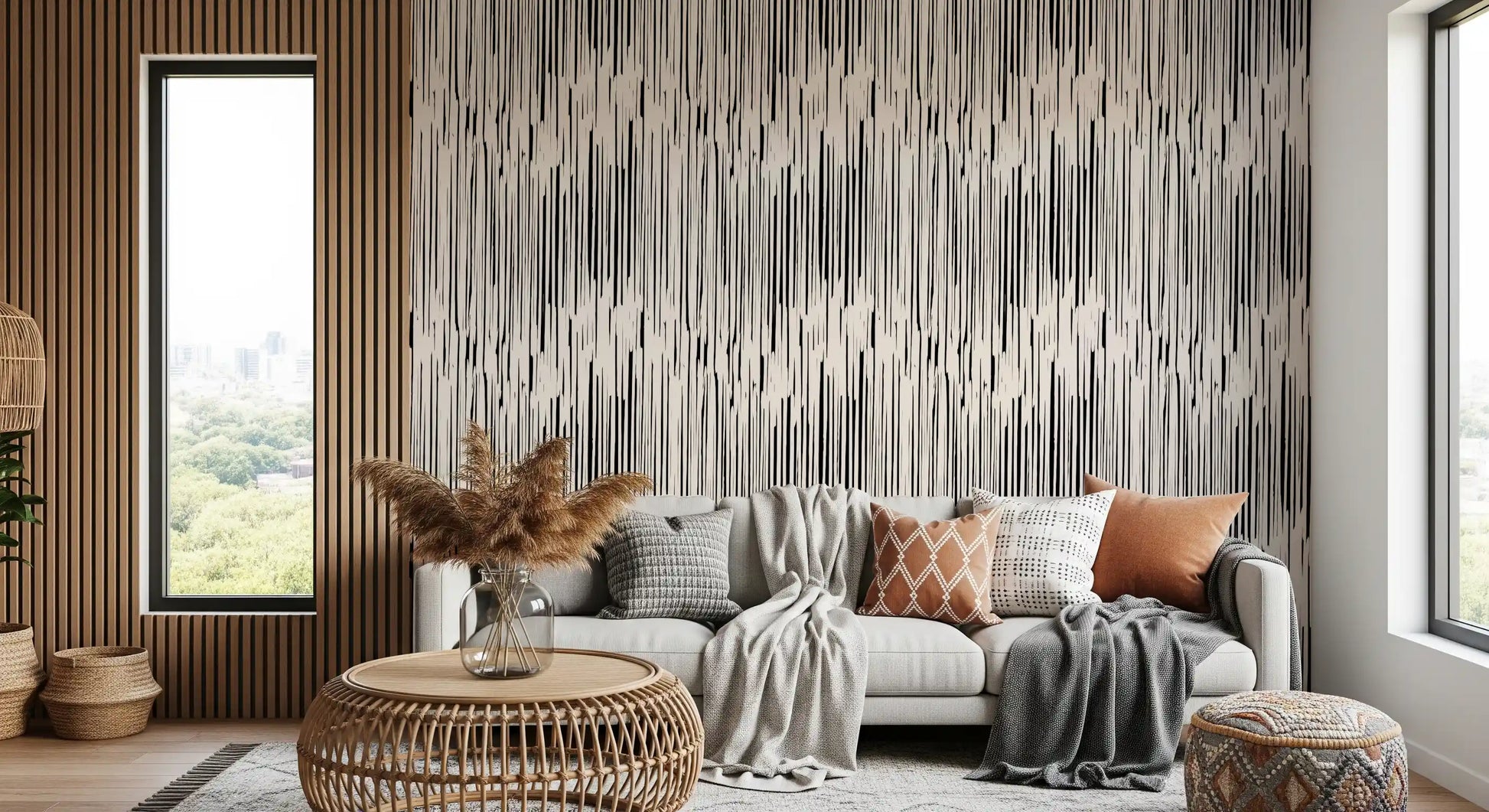 Monochrome Vertical Brushstroke Wallpaper⁠