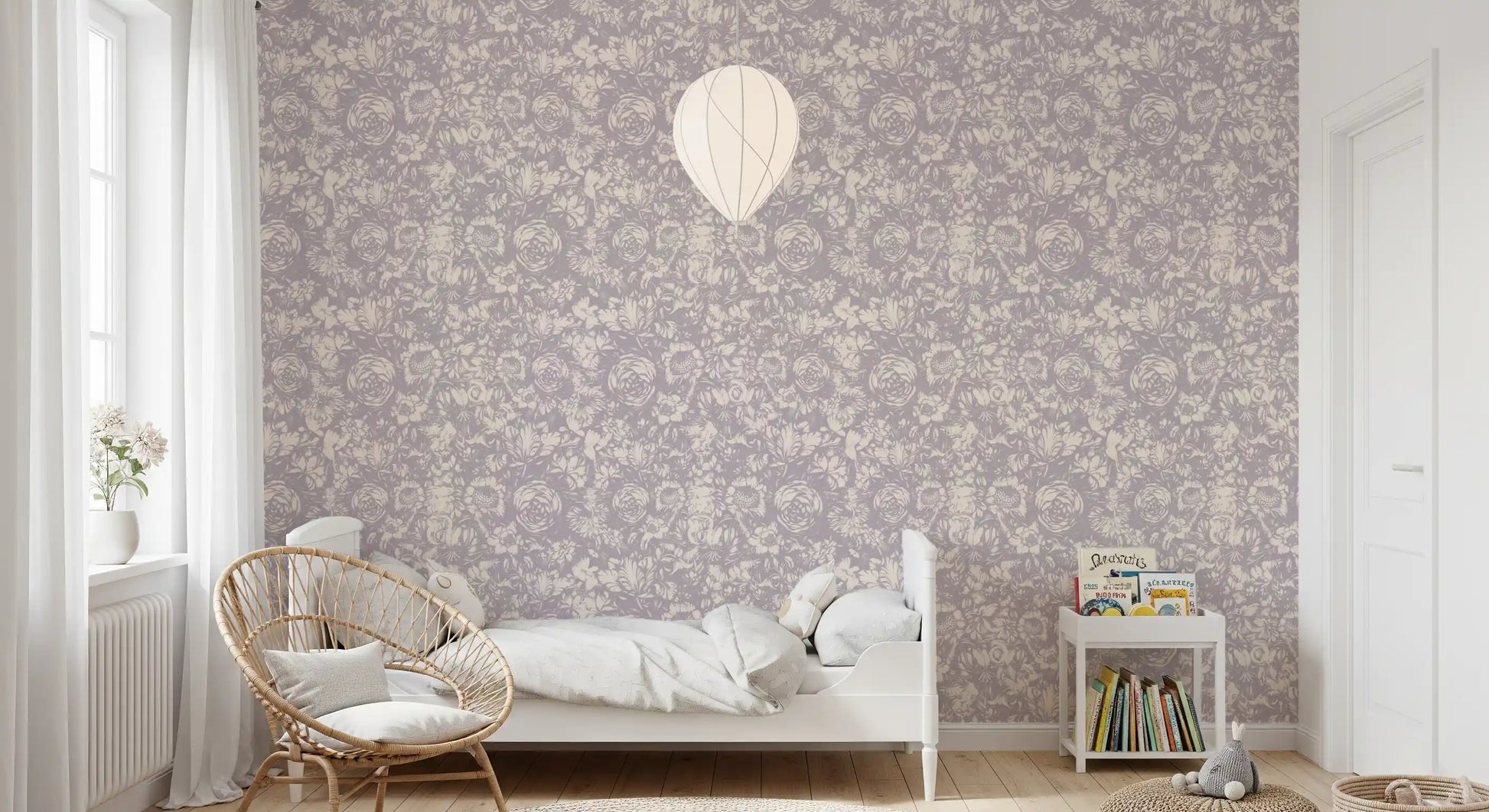 Monochrome Floral Engraving Wallpaper⁠