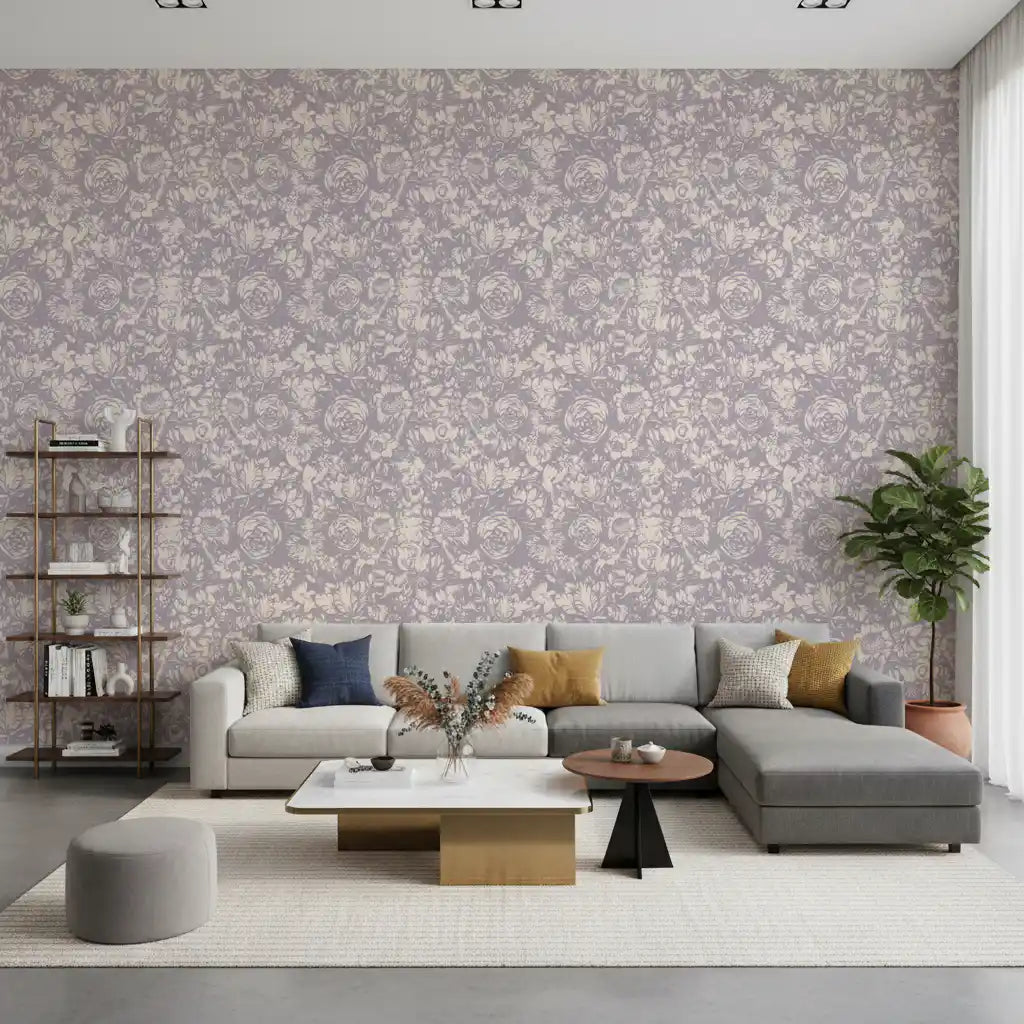 Monochrome Floral Engraving Wallpaper⁠