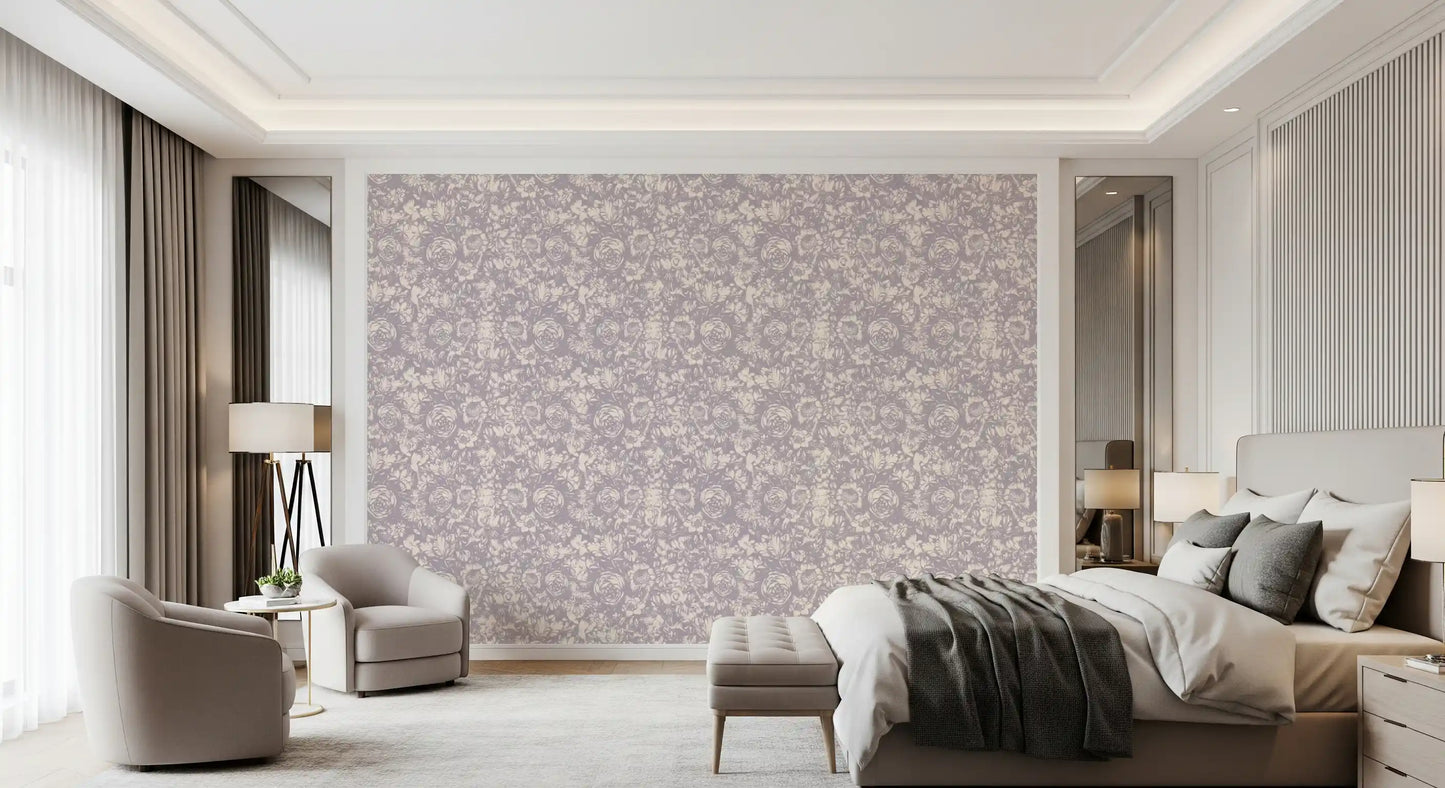 Monochrome Floral Engraving Wallpaper⁠