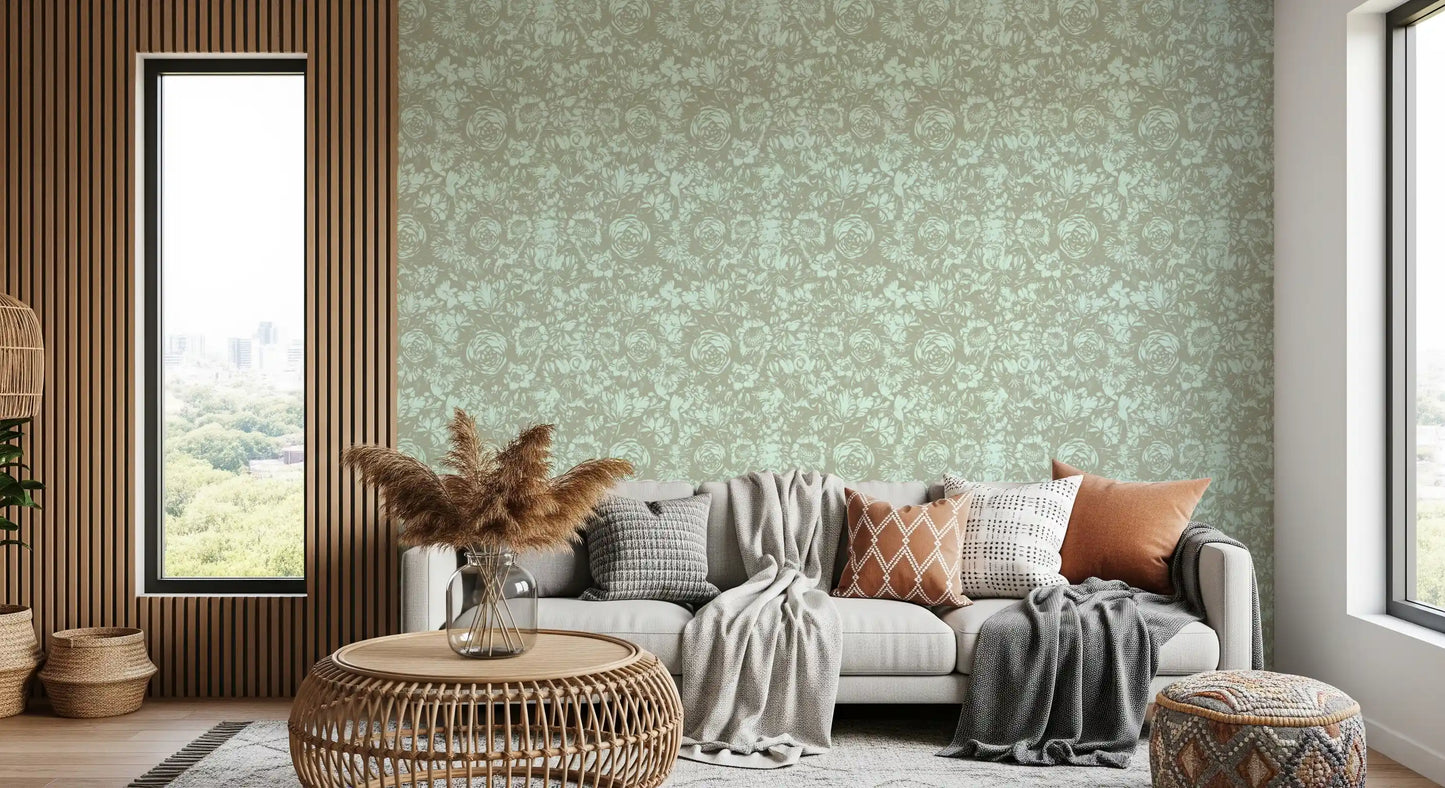 Heritage Floral Line Art Design Wallpaper⁠