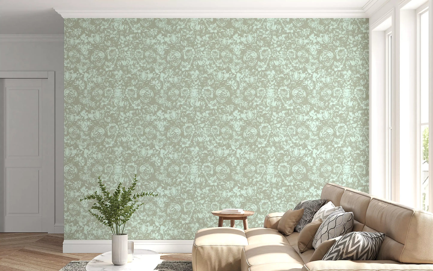 Heritage Floral Line Art Design Wallpaper⁠