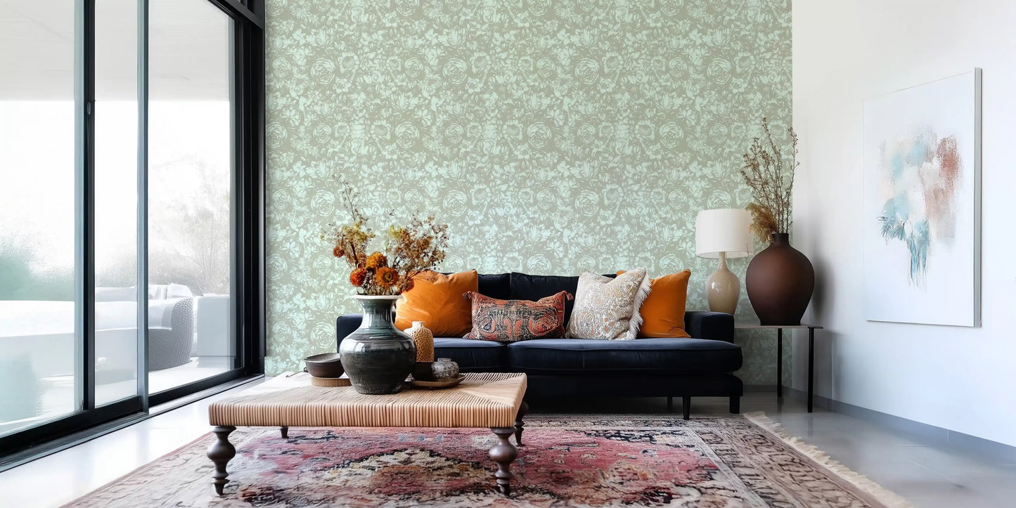 Heritage Floral Line Art Design Wallpaper⁠