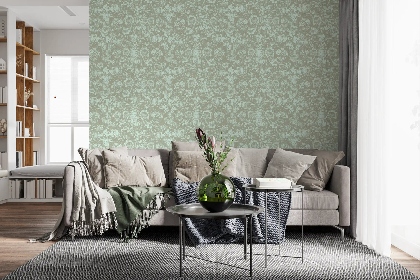 Heritage Floral Line Art Design Wallpaper⁠