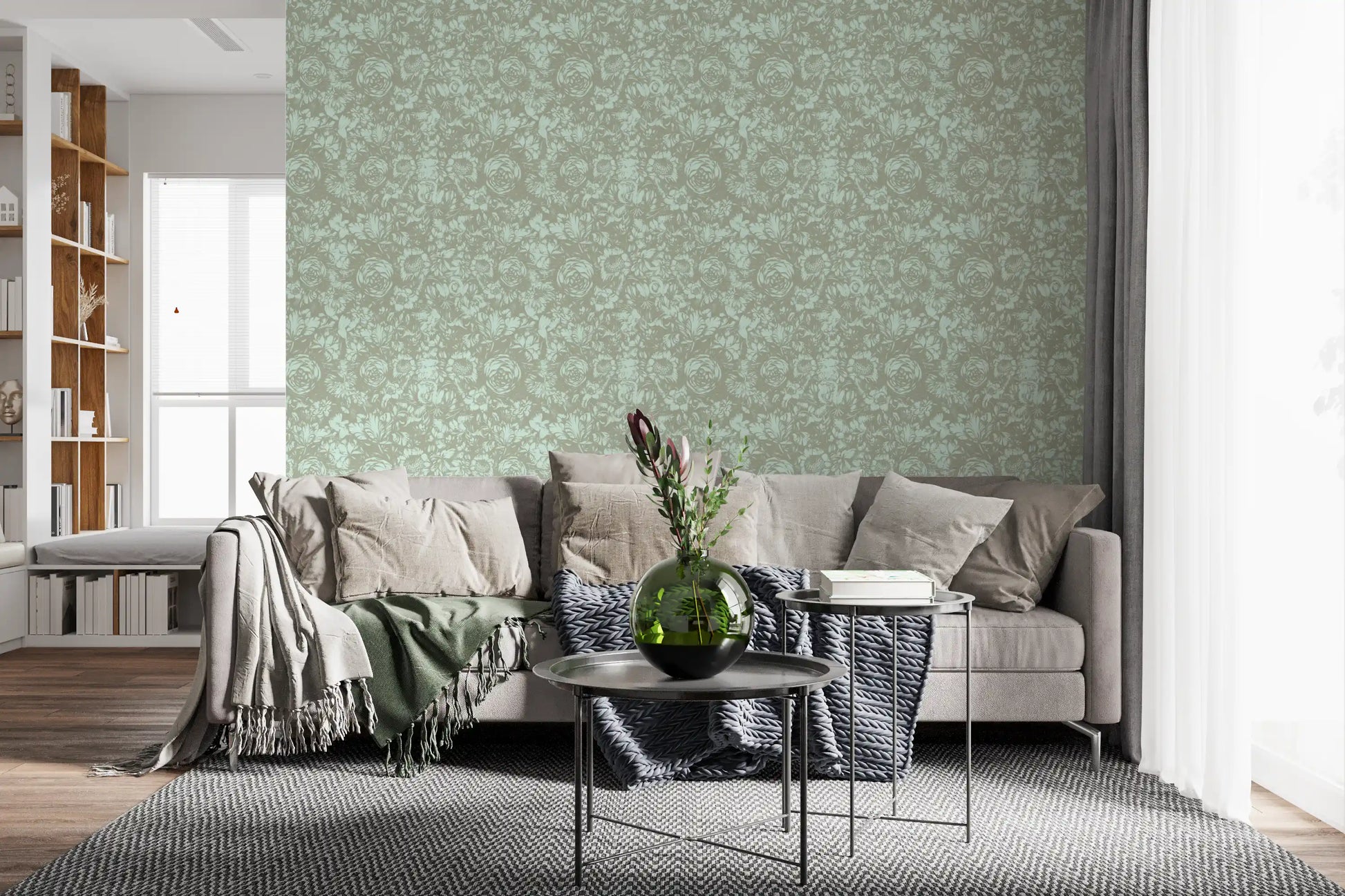 Heritage Floral Line Art Design Wallpaper⁠