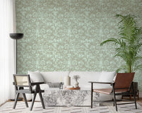 Heritage Floral Line Art Design Wallpaper⁠