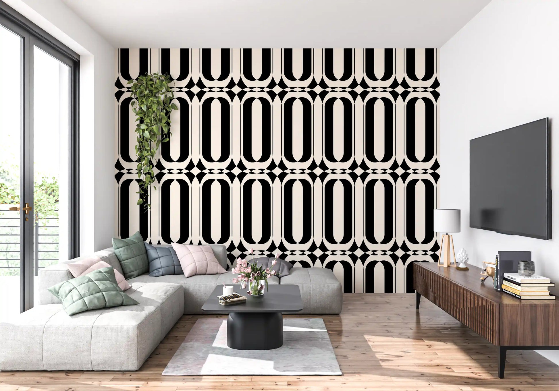 Graphic Interlocking Curves Wallpaper⁠