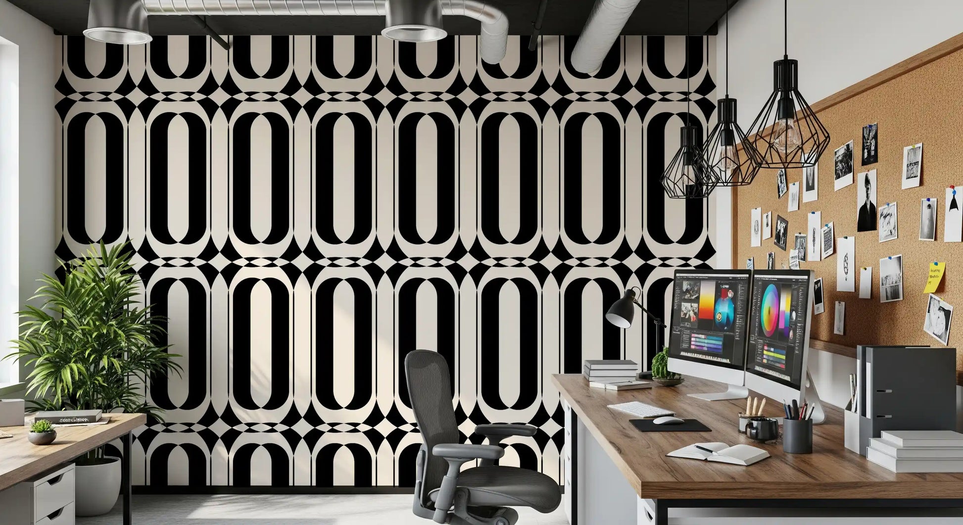 Graphic Interlocking Curves Wallpaper⁠