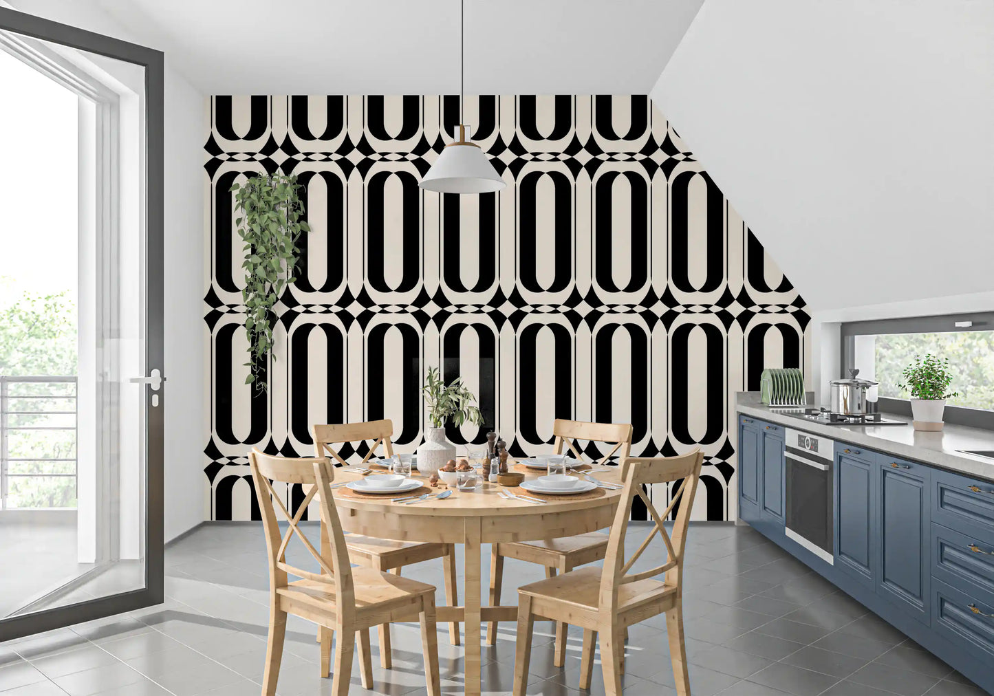 Graphic Interlocking Curves Wallpaper⁠