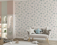 Oceanic Sketch Marine Life Pattern Wallpaper⁠