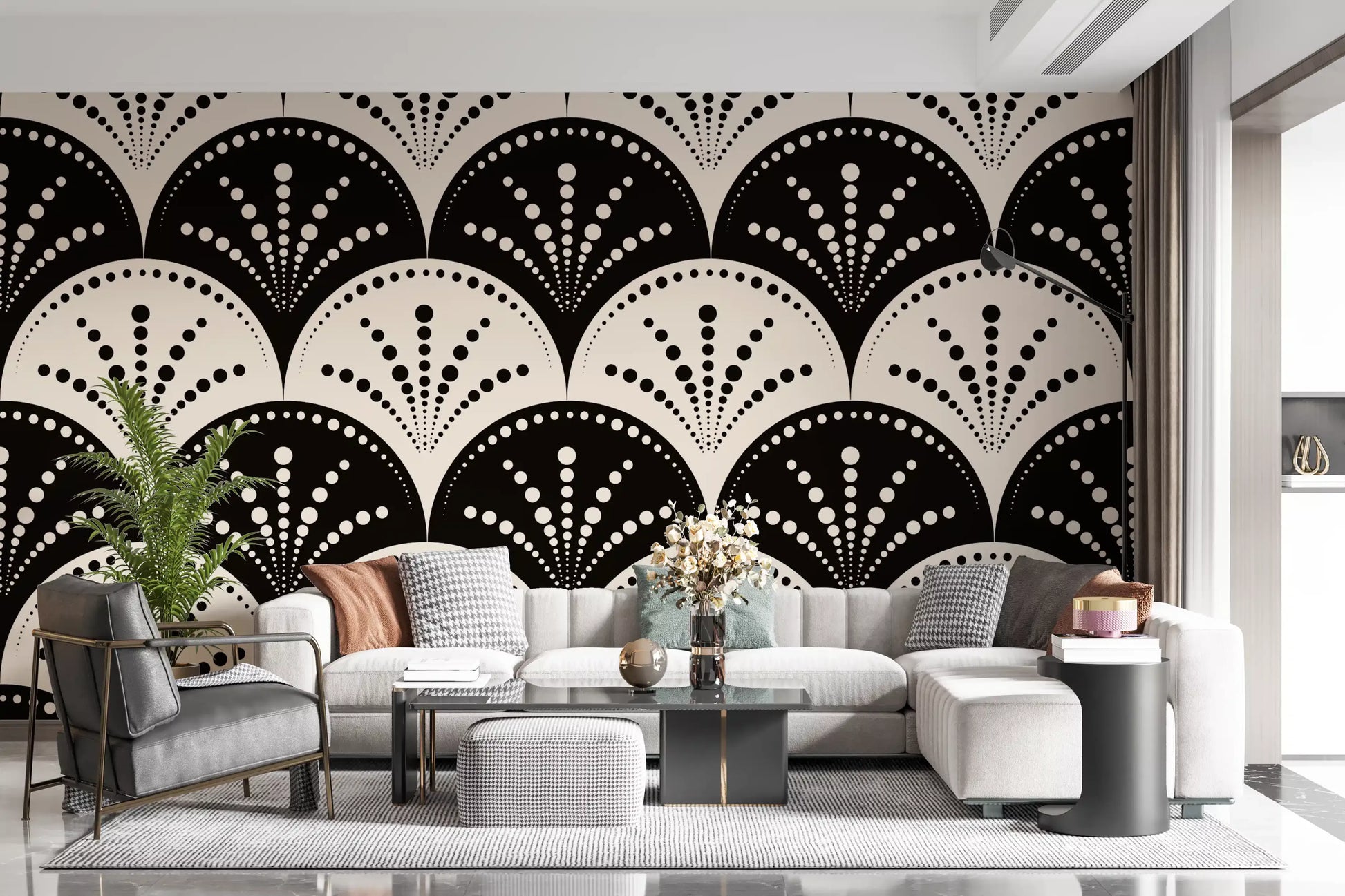 Abstract Radiating Circle Motif Wallpaper⁠