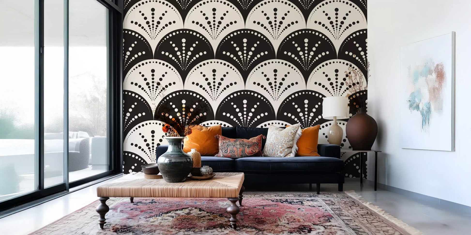 Abstract Radiating Circle Motif Wallpaper⁠