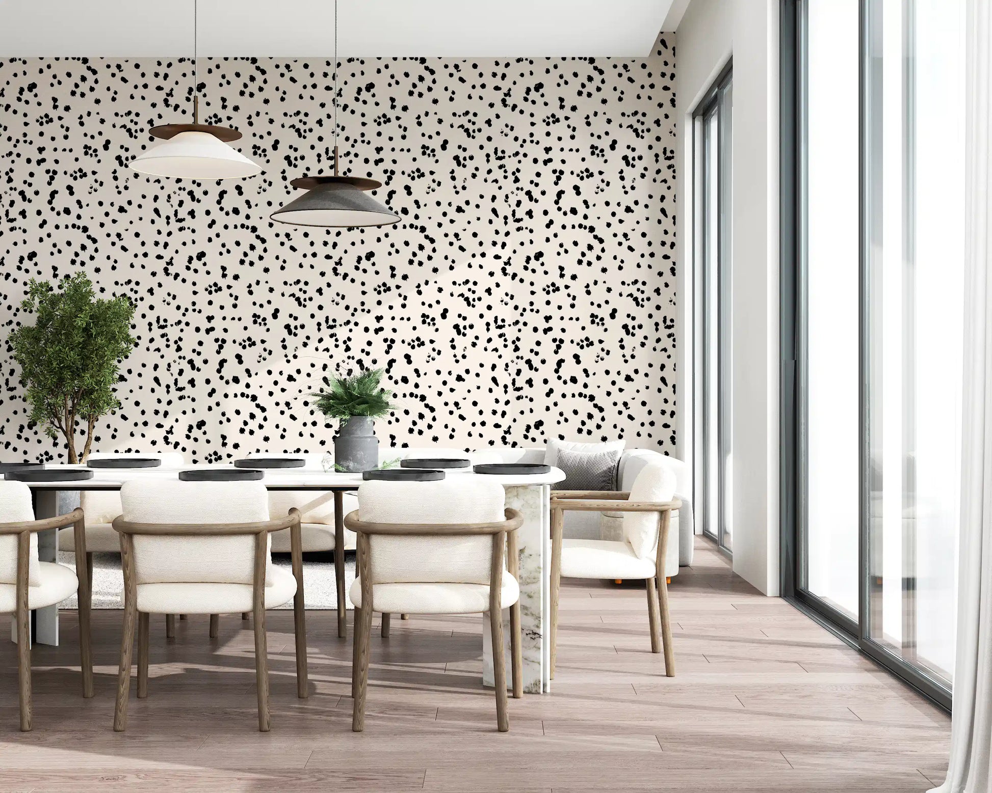 Black and Cream Ink Splatter Wallpaper⁠