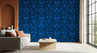 Mexican Folklore Blue Bird and Rabbit Motif Wallpaper⁠