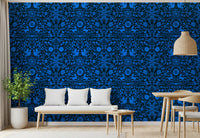 Mexican Folklore Blue Bird and Rabbit Motif Wallpaper⁠