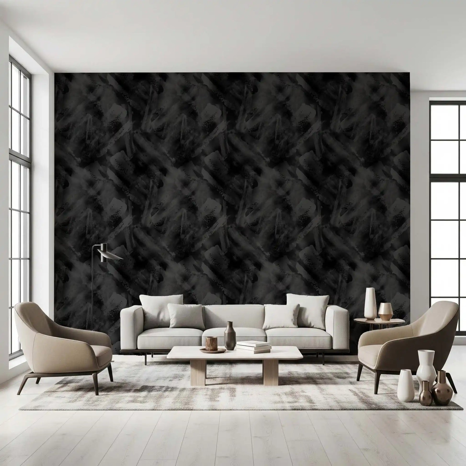 Monochromatic Brushwork Texture Wallpaper⁠