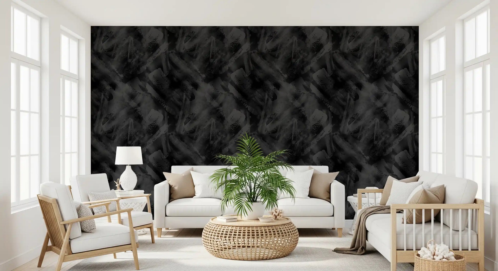 Monochromatic Brushwork Texture Wallpaper⁠