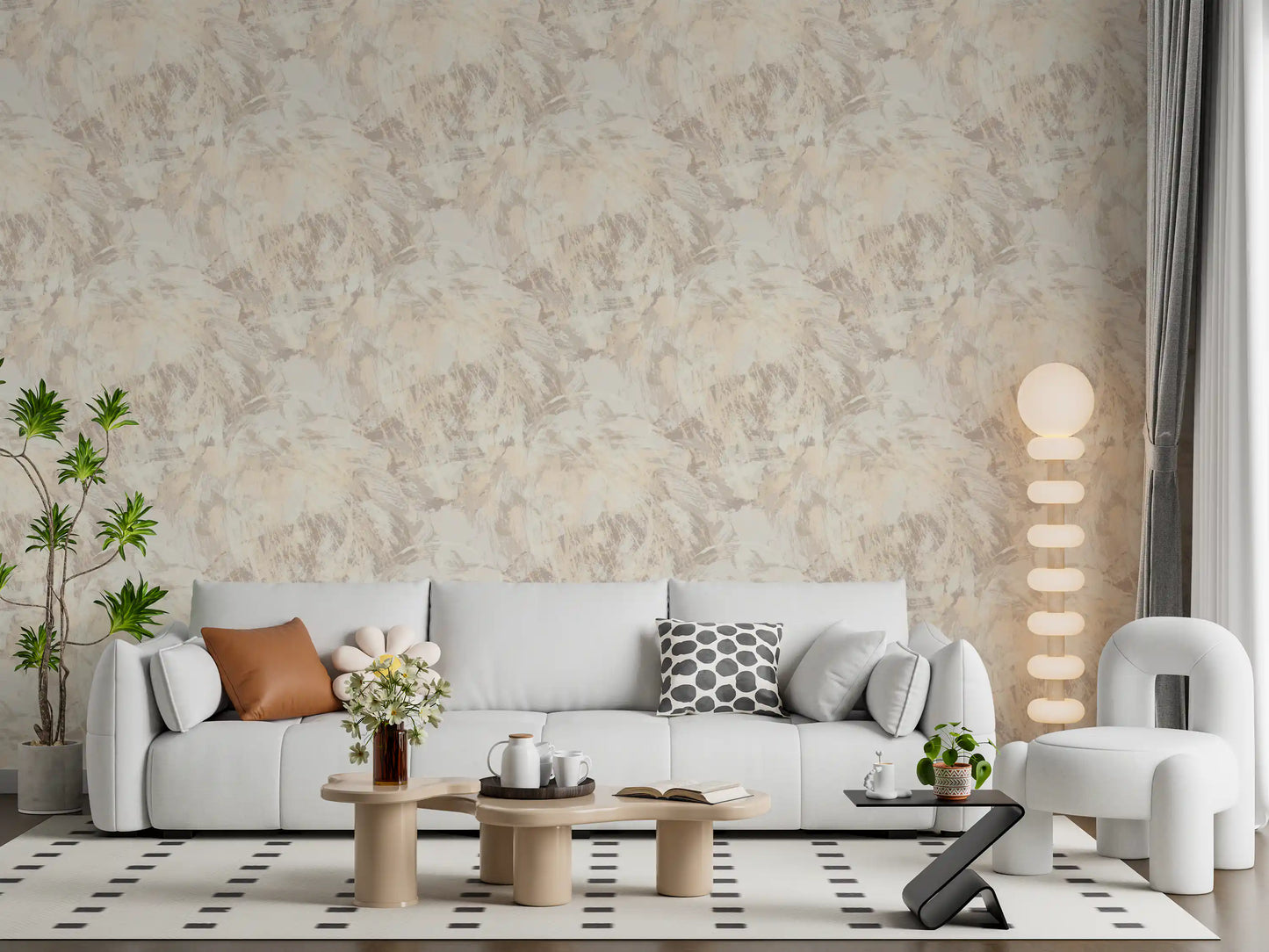 Creamy Taupe Painted Texture Wallpaper⁠