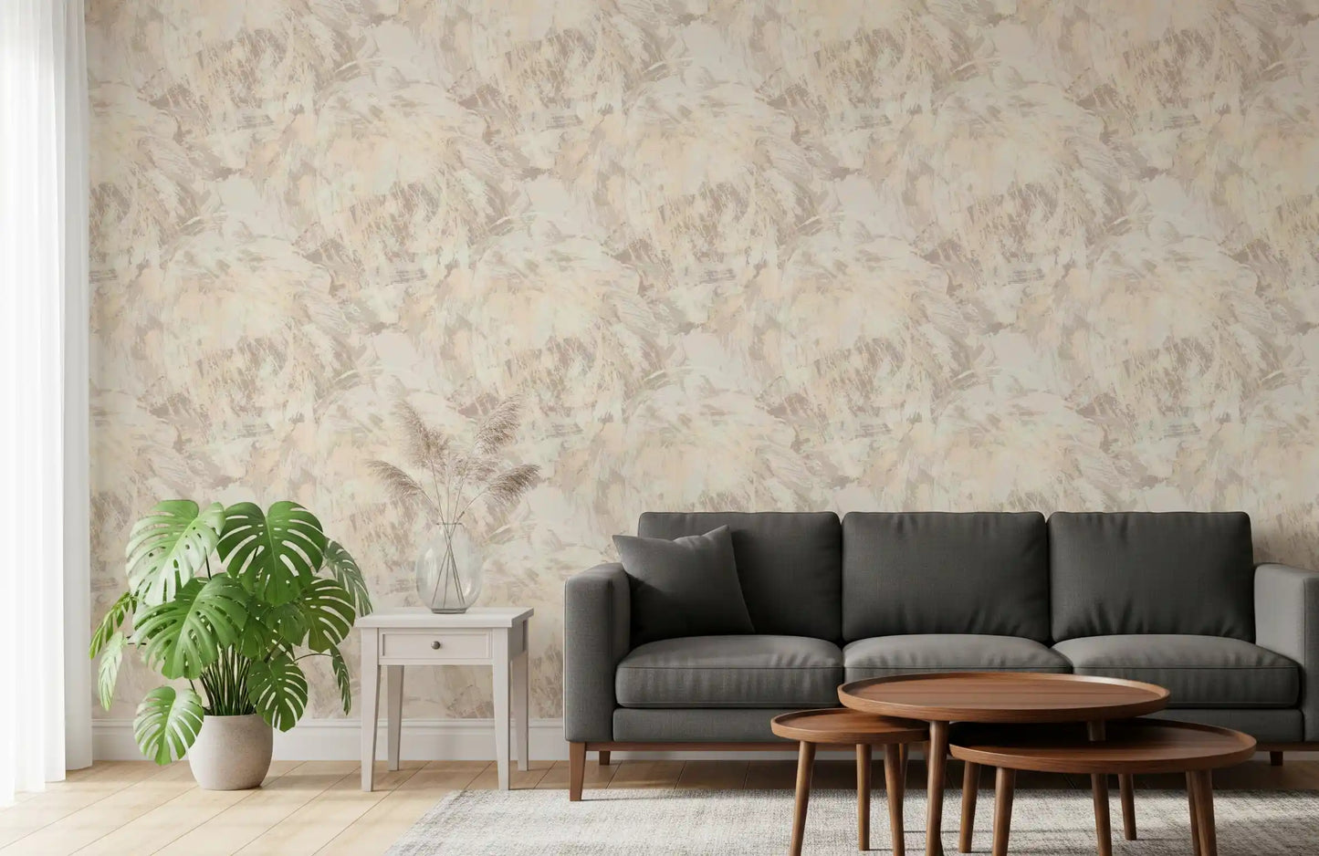 Creamy Taupe Painted Texture Wallpaper⁠
